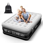 Air Mattress Queen with Built in Pump, 18'' Luxury Inflatable Mattress, 3 Min Fast Blow up Mattress with Dual-Chamber, Comfort Top - Velvety Air Bed for Home, Camping, Travel, Guests, Black/Gray