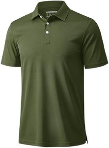 MAGCOMSEN Polo Shirts for Men Dry Fit Lightweight Active Golf Polos Short Sleeve Moisture Wicking Collared Shirt Army Green