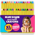 Blue Squid Face Paint Crayons for Kids - 36pcs XL Non-Toxic, Washable Body Paint Crayons - Our Face Painting Kit Makeup Sticks are Easy to Use, Safe for Sensitive Skin and Perfect for a Kids Party