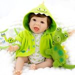 Aori Realistic 22in Reborn Baby Doll in Dino Outfit, Green, 22'' (50324)