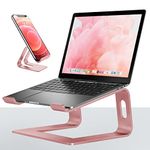 VECOFO Laptop Stand for Desk Aluminum Laptop Riser Holder for All laptops 10-17 Inches,Include A Cell Phone Stand(Rose Gold)