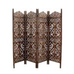 Urbane Crafts Wooden Room Partition/Screen/Room Divider/Room Separator Traditional Handicrafts 6Ft (Dark Brown) (4 Panel)