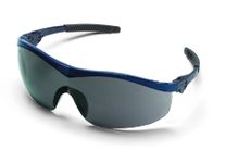 MCR Safety ST122 Storm Ratchet Bayonet Temple Single Lens Glasses Blue Frame and Gray Lens, 1-Pair