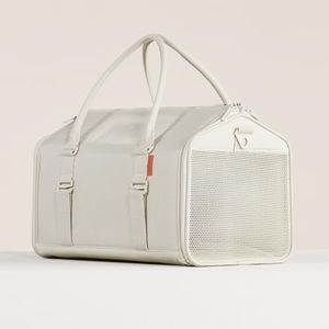 Tuft + Paw Porto Modern Cat Carrier, Soft-Sided Designer Cat Carrier for Large Cats up to 30lbs, Water Resistant, Airline Compliant, Soft-Faux Shearling Interior (Light Sand)