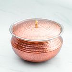 Healthsmith - Pure Copper Handi/Patila Set with Lid in Round Base - Biryani Pot Heavy Bottom - Strong & Durable - Good for Health & 100% Toxins Free - 5L, 2kg