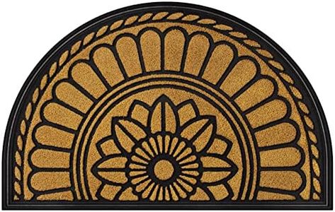 Mibao Half Round Door Mat, Non-Slip Welcome Entrance Way Rug, 45x75cm，Black
