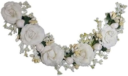 ANVIK Hair Accessories Fancy Party Bridal Wedding Fabric /Artificial Rose Flower Bun Juda Hair Gajra For Women Flower Hair Accessory Veni For Hair Wedding Hair Accessories For Bride Women (White)