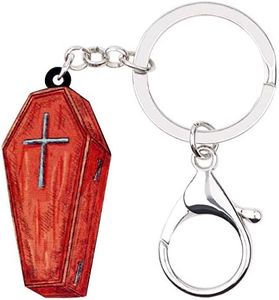 DUOWEI Red Coffin Casket Keychain Novelty Coffin Keyring for Women Girls Halloween Party Gift, Red, Medium