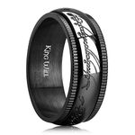 King Will 8mm Black One Ring for Men Lord Rings Spinner Fidget Ring Anxiety Rings Stainless Steel Ring Stress Relieving Ring for Men 7.5