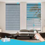 Blindify Motorized Zebra Blinds with Remote, Work with HomeKit Alexa, Light Filtering Window Blinds for Modern Homes Cordless Shades Customsize(90% Blackout Wide Blue)