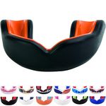 Oral Mart Black/Orange Youth Mouthguard for Kids - Youth Mouthguard for Karate, Flag Football, Martial Arts, Taekwondo, Boxing, Football, Rugby, BJJ, Muay Thai, Soccer, Hockey (with Free Case)