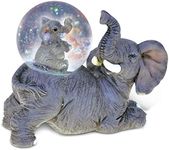 Puzzled Resin Stone Mother Elephant Glass Snow Globe (45mm), 3.5 inch Figurine Intricate Statue Art Handcrafted Tabletop Sculpture Desk Centerpiece Accent - Wild Life Zoo Animals Theme Home Décor