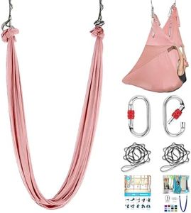 ZYOSJK 5.5 Yards Aerial Silk Swing Outdoor Hammock Aerial Yoga Swing For Adults,Aerial Yoga Hammocks for outside,Aerial Silks For Gymnastics (Pink)