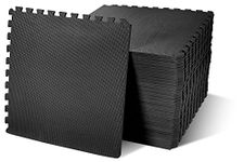 Signature Fitness Puzzle Exercise Mat with EVA Foam Interlocking Tiles, Black, 1/2” Thick, 36 Tiles, 144 Sq Ft