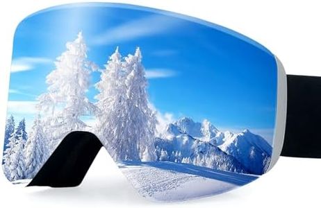 Dizokizo Frameless Magnetic Lens Ski Goggles, Anti-Fog Polarized Interchangeable Snow Goggles, 100% UV Protection, Unisex Adult Snowboard Goggles, Silver