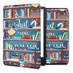 kwmobile Case Compatible with Amazon Kindle Paperwhite 11 Generation 2021 Case - PU Cover for Kindle Paperwhite Case w/Magnet - Library Motto Multicolor