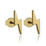 Lightning Bolt Stud Earrings - Gold Plated Brass