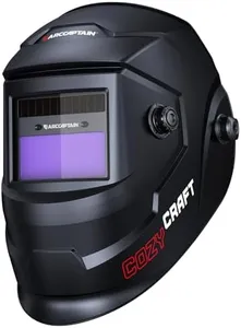 ARCCAPTAIN True Color Auto Darkening Welding Helmet, Solar Powered Welding Hood, 1/1/1/1 Top Optical Clarity Welding Mask, Wide Shade 4/9-13 for TIG MIG ARC Weld Grinding Welder Helmet, Black