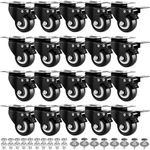 1.5" Caster Wheels Set of 20, Black