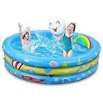 Jojoin Inflatable Paddling Pool,125 X 30 CM Paddling Pool with Two Pillows and Patterns Swimming Pool, Kiddie Water Pool for Kids Indoor Outdoor