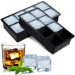 BROTOU 2 Pack Large Ice Cube Trays, Food Grade Silicone Ice Cube Tray 2 Inch Square Ice Cube Mould for Whiskey, Cocktails & Wine