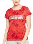 Clovia Women's Comfort-Fit Active Text Print T-Shirt with Reflective Sticker (AT0179P04_Red_XL)