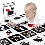 hahaland High Contrast Baby Flash Cards for Visual Stimulation 20 Pcs, Black and White Visual Stimulus Baby Cards, Infant Newborn Baby Toys 0 3 6 Months Flashcards for 0 Months+(6'' x 6")