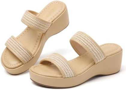 Tilocow Two Strap Platform Wedge Sandals Women Summer Beach Woven Slides