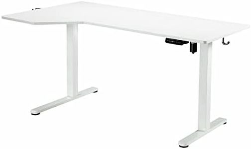 Luxsuite Electric Standing Desk Sit Stand Up Corner Table Height Adjustable L Shaped Computer Motorised Table with USB and Type-C Charging Port Home Office Furniture White