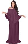 koh koh Plus Size Womens Long Strapless Shoulderless Flattering Cocktail Evening Off The Shoulder Cold Sexy Evening Flowy Formal Slimming Gown Gowns Maxi Dress Dresses, Plum Dark Purple 2XL 18-20