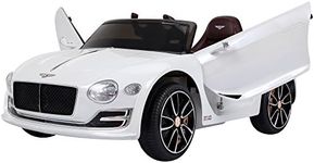 HOMCOM Compatible Electric Kids Ride On Car Bentley GT 12V Battery Powered Toy Two Motors with LED Light Music Parental Remote Control for 3-5 Years White Bentley