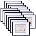 EYMPEU 8.5 x 11 Picture Frames with Mat Wood Set of 15, Black Frame 11x14 Matted to 8.5x11 Certificate Diploma Award Document Degree Bulk for Wall, Table Top