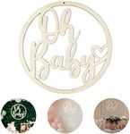 Large Wooden Oh Baby Sign 14 inch Letter Cutouts Wall Hanging Baby Shower Nursery Decor Big Round Circle Wood Oh Baby Signs for Backdrop Baby Announcements Gender Reveal Party Wall Photo Props