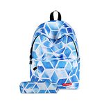 FANDARE Casual Daypack Backpacks Kids' Backpacks School Bag for Girls High School Teens Knapsack Women Travel Laptop Rucksack College Bookbag with Pencil Case Pouch Waterproof Polyester Lattice