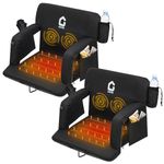 25" (64cm) Extra Wide Heated Stadium Seat with Back Support & 3-Level Massage, 6-Position Reclining Bleacher Chair with Padded Cushion, Portable Folding Seat for Hockey, Football & Camping, Black