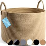 HOMEABLE Large Woven Cotton Rope Storage Laundry Hamper Blanket Storage Hamper, Laundry Hamper, Toy Storage, Nursery Hamper - Decorative Laundry Hamper for Living Room (20x13 inch, Full Honey)