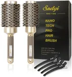 Round Brush for Blow Drying, Nano Thermal Ceramic & Ionic Tech Hair Brush with Boar Bristles, Professional Round Barrel Brush for Styling,Curling and Straightening by Sndyi, 2 Pack Round Hair Brushes