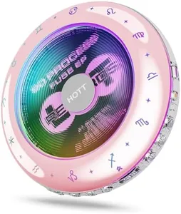 HOTT C901 CD Player Portable,Kpop Album CD Players with Bluetooth 5.3 Anti Skipping cd Player Rechargeable 1800mAh with Support TF Card/12 Astrology Signs/RGB Light Small CD Players for Car Travel