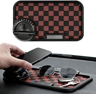 INDIGO WHALES Multifunction Car Anti-Slip Mat, Anti Slip Phone Mat for Car Dashboard, Temporary Parking Number for Phones, Sunglasses, Keys, Daily Essentials (Black-Brown)
