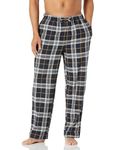 Amazon Essentials Men's Flannel Pajama Pant, Black/Yellow Plaid, X-Large