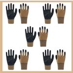 7Shield Multipurpose Cut Resistance Polyester & Nylon, PU Nitrile Coating Work Safety Gloves, Hand & Fingers, Welding, Mechanical, Construction, Agriculture & Gardening – Heavy Duty (5 Pairs Brown)