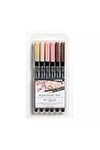 LYRA Aqua Brush Duo, Fine Art Brush Marker Set, Dual Tip, 6 Assorted Skin Tone Colours, Water Soluble Pens, Ideal for Professionals & Students