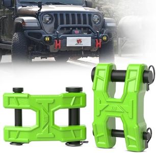 AMBULL H-Shaped Towing Winch Shackle, Heavy Duty Winch Fairlead Hook, Dual Pin Design as 3/4" Shackle & 3/8" Winch Hook for Towing, Recovery, Off-Road, 17,636 lbs Working Load-2 Pack, Green