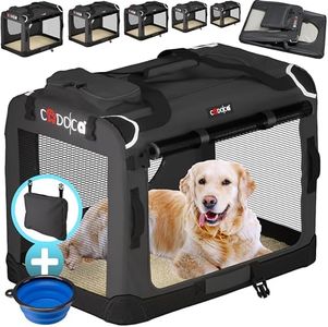 CADOCA® Large Dog Crate - Fabric | Dog Cage Foldable Portable Indoor & Car Travel Pet Carrier for Pets | Lightweight with Mesh Windows | Puppy, Kitten, Dog, Cat Carrier 70x52x52cm Anthracite