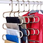 (1-Piece) - DOIOWN S-Type Stainless Steel Clothes Pants Hangers Closet Storage Organiser for Pants Jeans Scarf Hanging (14.17 x 14.96ins) (1-Piece)