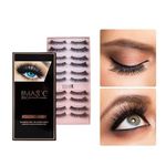 KNYUC MART Imagic Professional Synthetic Fibers False Eyelashes, Natural & soft 100% Handmade 3D Fake Eyelashes Multi Design (Multi Shape Eyelashes Pack 10 Pairs)