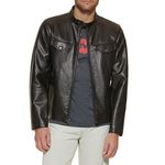 Levi's Men's Faux Leather Racer Jacket, Dark Brown, Medium