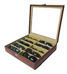 essart Sarvika PU Leather Men's and Women's Premium Sunglasses,Goggles And Eyeglasses Storage,Organizer Box Case 10 Compartments