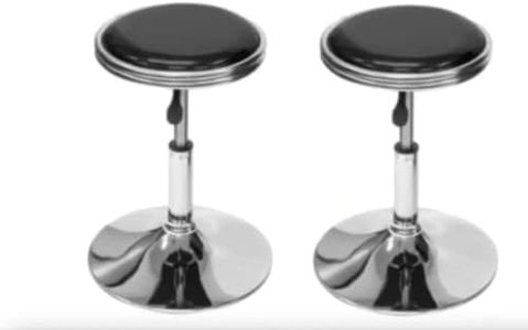 Top Us Arcades Set of 2 Swivel Bar Stools Easy Adjustable Height Leather Padded Cushion Work Home Bar Man Cave Arcade Room Garage Padding Black top Shiny Chrome