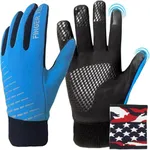 FINGER TEN Kids Winter Gloves Warm Waterproof with Free Neck Warmer Boys Girls Touchscreen for Cold Weather Outdoor Sports (Blue, X-Small)